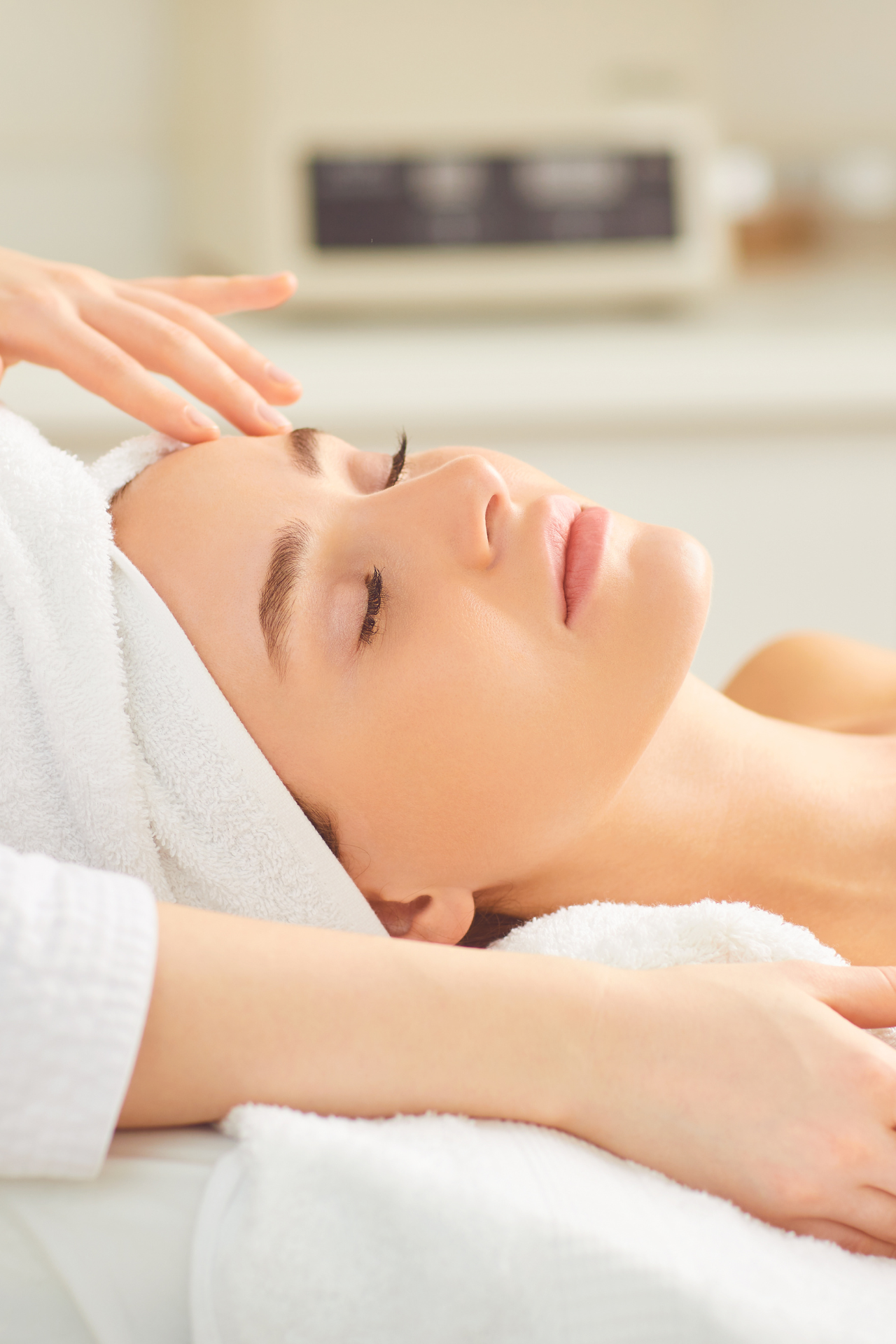 Client receiving an advanced facial treatment at Secret Skin Bar skincare studio in Chino, CA